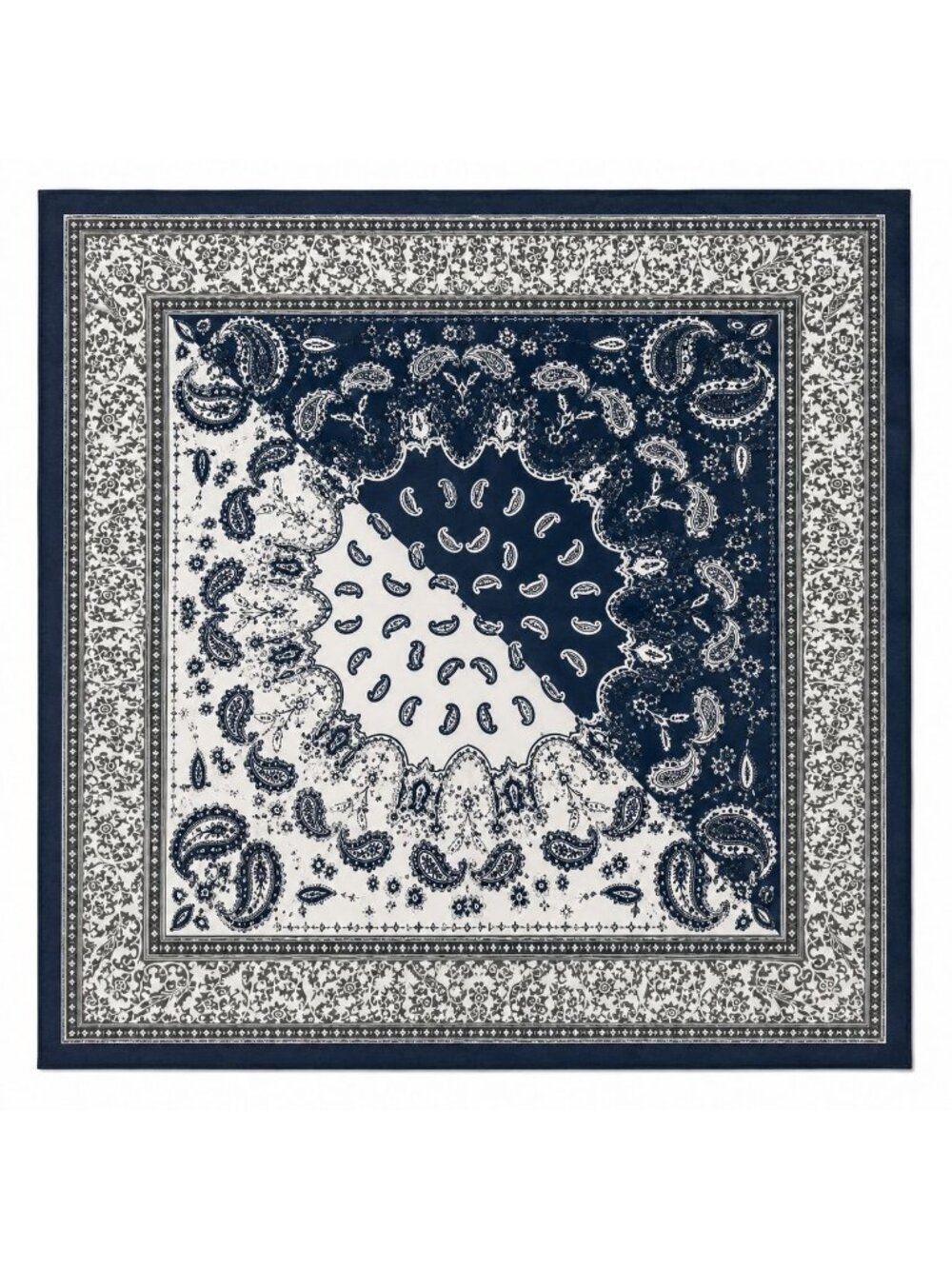 Navy Blue Satin Wild Rag Scarf 35x35 Paisley Western Cowgirl Neck Hair Scarf